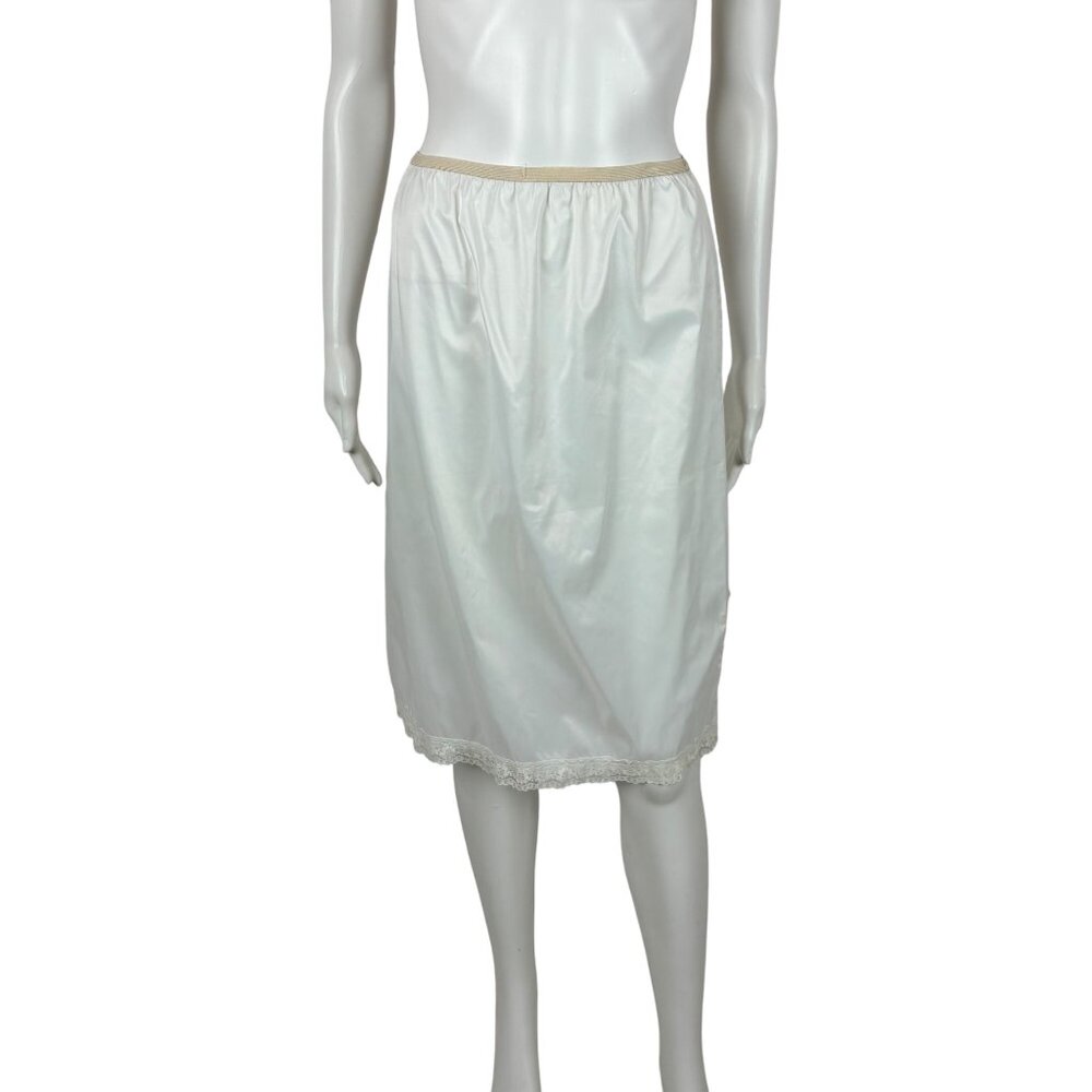 Vintage Half Slip Women's Small White Lingerie Skirt Lace Side Slit Monsanto
